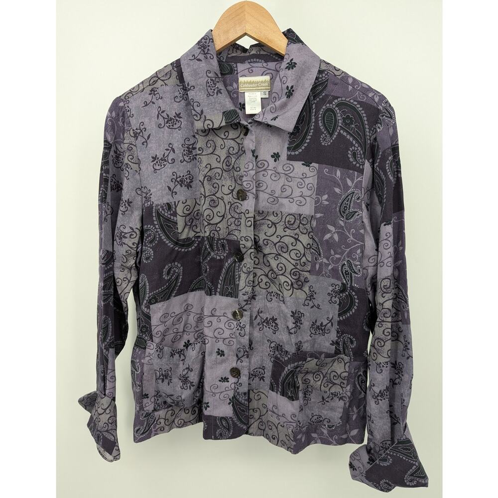 Vintage Coldwater Creek Patchwork Paisley Tencel Button Down Shirt Womens S